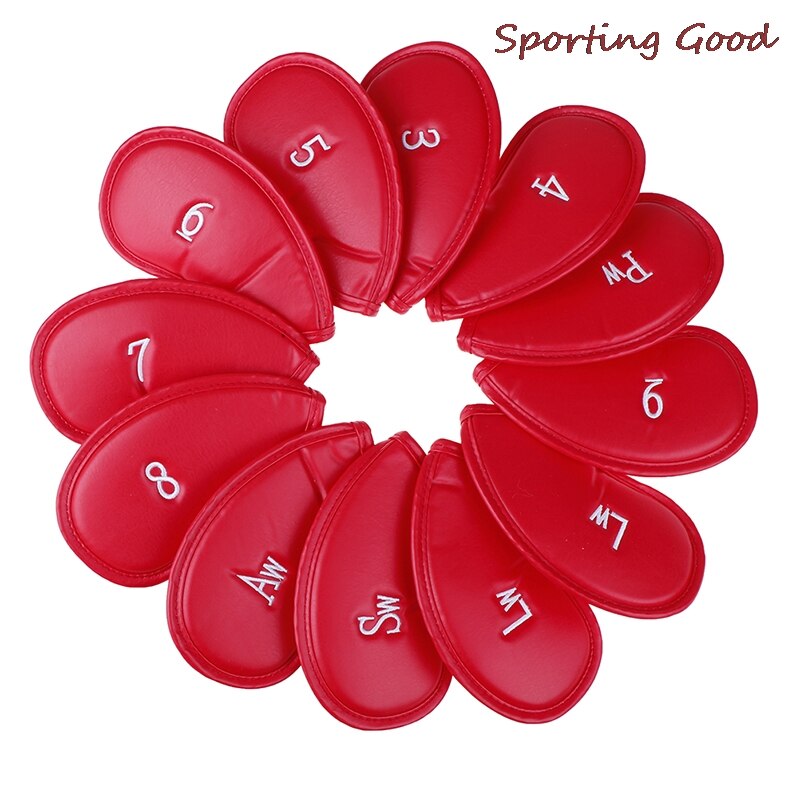 Head Covers Protector Games Sets Accessories Iron Club PU 12pcs/set Golf Exquisite: red