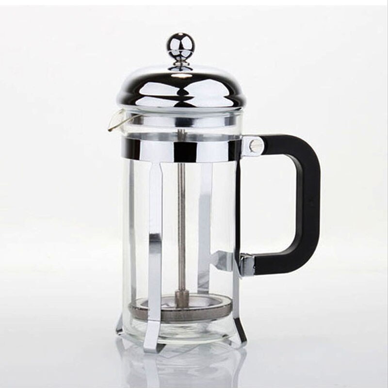 Fransk press, rostfritt stål + borosilikat fransk press kaffekanna, kaffebryggare, tekanna 350ml 600ml