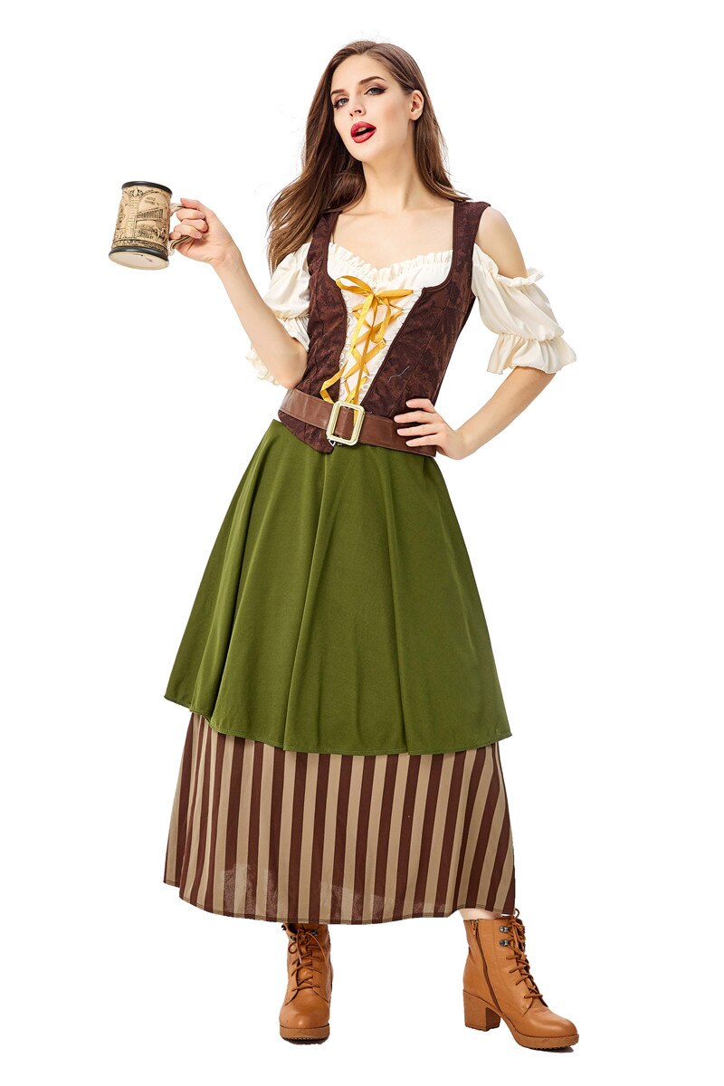 Costume de serveuse de bière allemande oktoberfestival pour filles, tenue de travail, de serveur de bière, de la Tradition cubaine, , M-2XL