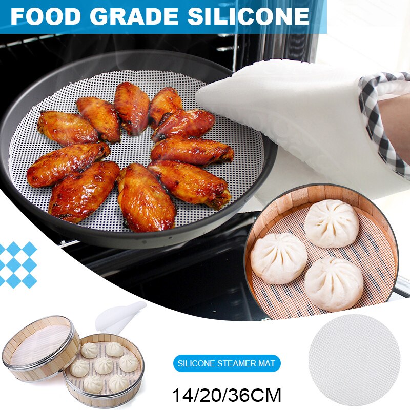 Diy thuis keukenbenodigdheden gereedschap gadgets 14/20/36cm witte siliconen stoommat ronde kookstoommatten matten hogard