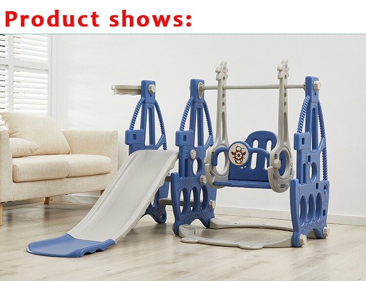 YLWCNN Kids Combined Slide Swing Kiddie Plastic Toys Amusement Baby Play Set: Blue