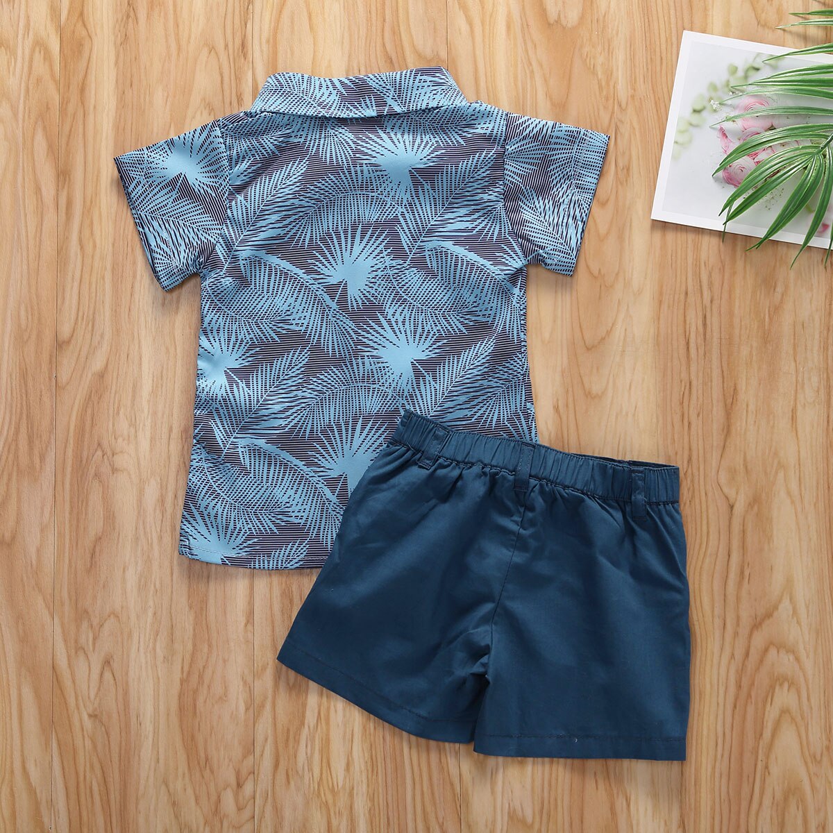 0-5Y Sommer Gentleman Kinder Baby Jungen Kleidung Sets Drucken Kurzarm T Shirts Tops + Blau Shorts 2 stücke