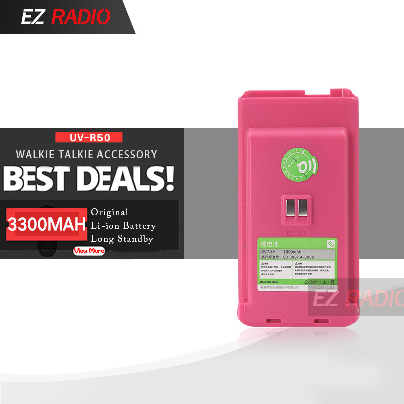 Originele 3300Mah Batterij Voor Quansheng TG-R50 UV-R50 Walkie Talkie TG-UVR50 UV-R50-2 UV-R50-1 Batterij Ham Radio SQ-UV25 Dc 3.7V: Roze