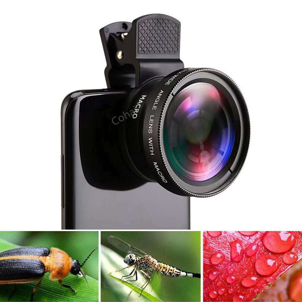Lente 2 en 1 para teléfono móvil, Macro HD de cámara de gran angular de 0.45x, para iPhone, Huawei, Xiaomi, Samsung, Smartphone, Universal, 12,5x