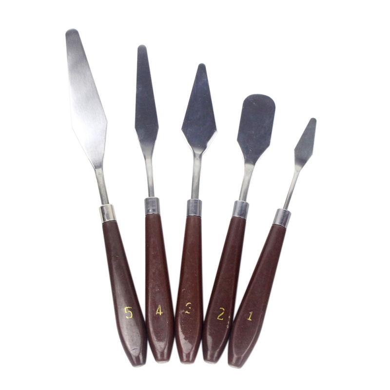 5 pcs Rvs Schilderij Palet Mes Met Plastic Handvat Acryl Gouache Palet Mes Voor Olie Canvas Schilderij Kunstenaar: Default Title
