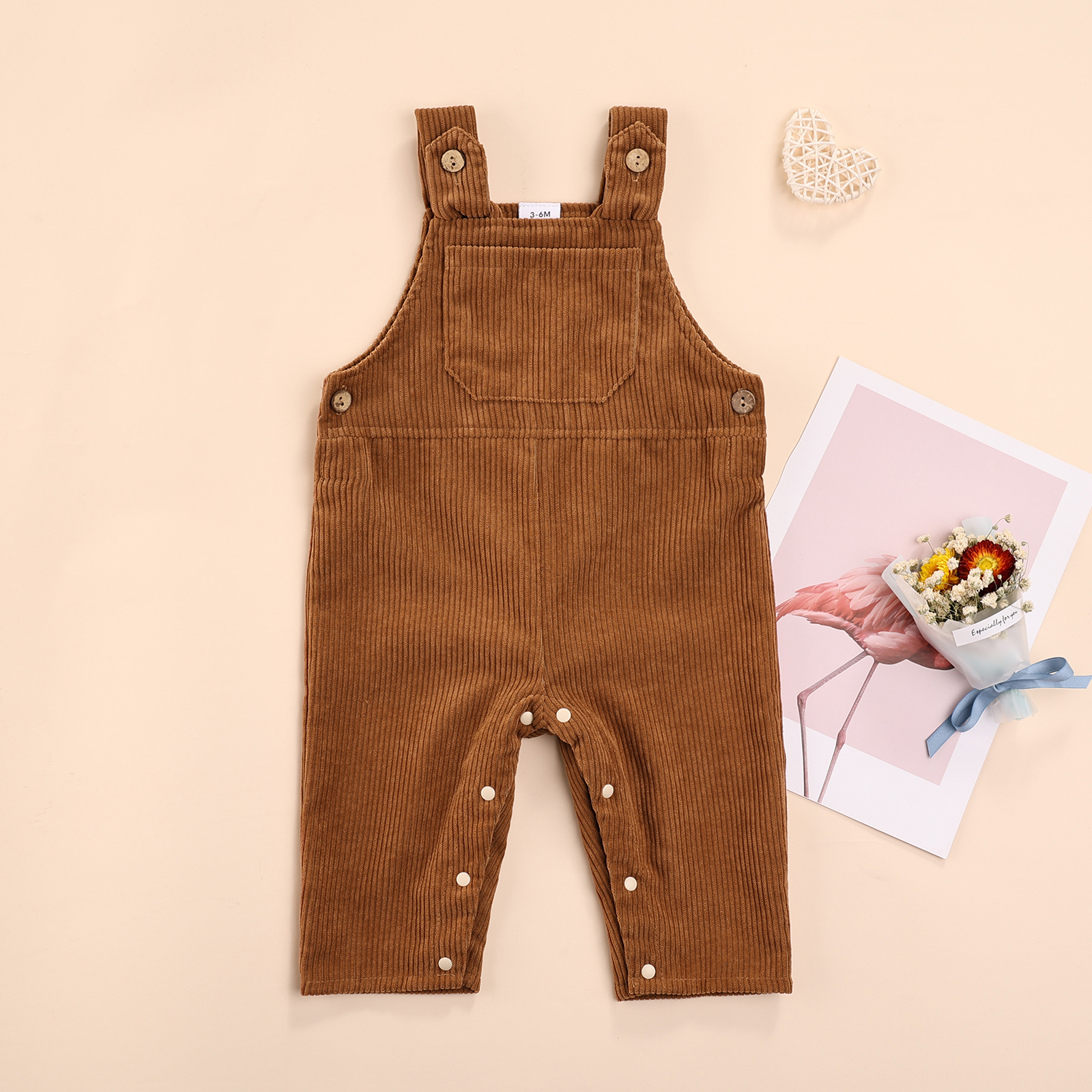 Herfst Winter Peuter Baby Bib Broek Corduroy Overalls Effen Kleur Vierkante Hals Jumpsuit Met Drukknopen Voor Peuter Meisjes