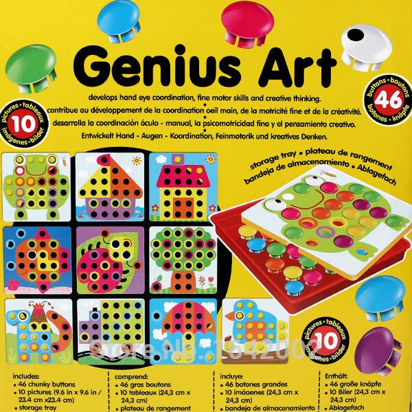 3D Puzzels Knop Art Kleuraanpassing Mozaïek Pegboard Nail Kit Genius Knop Art Leren Educatief Speelgoed Voor Kinderen