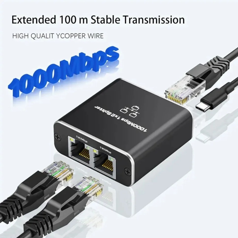 Gigabit ethernet divisor rj45 divisor adaptador de extensão gigabit 1000mbps conector de rede 1 a 2 para pc portátil tv box roteador