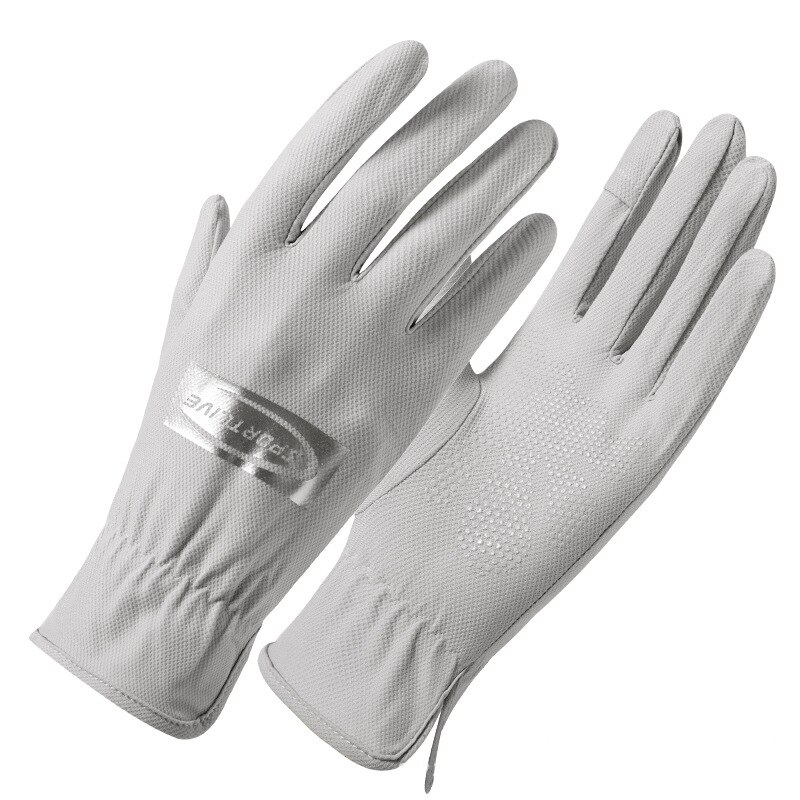 Sommer Zwei-Finger Handschuhe Frauen Dünne Atmungsaktive Tragen-Beständig kippen Gittergewebe Handschuhe Voll Finger Männer Reiten Fahren sonnencreme Handschuh: hell grau / L um herum 18-19cm