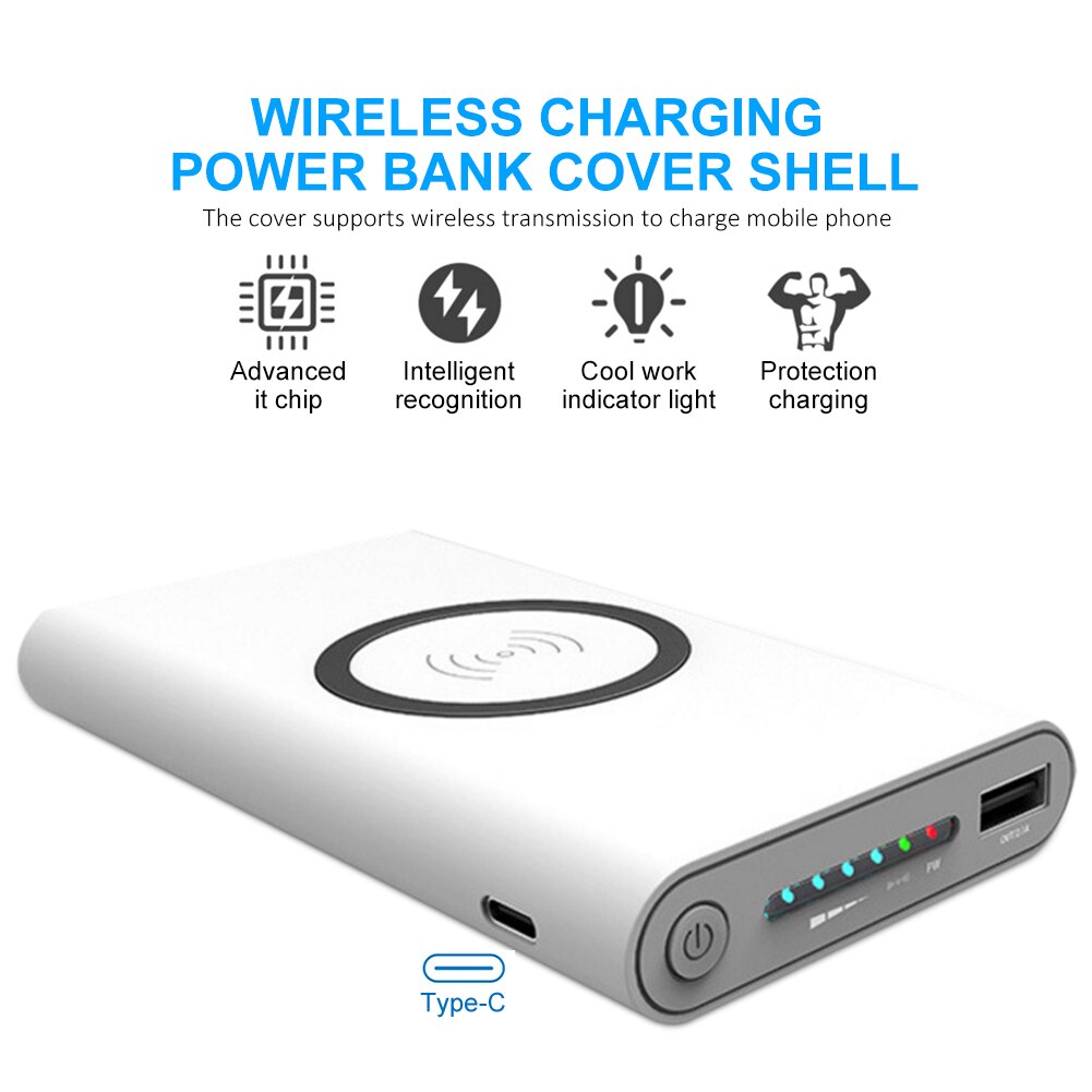 TYPE-C Interface Power Bank Cover Wireless Charging Power Bank Cover Shell Electronic Accessories Battery Parts And Charger Part