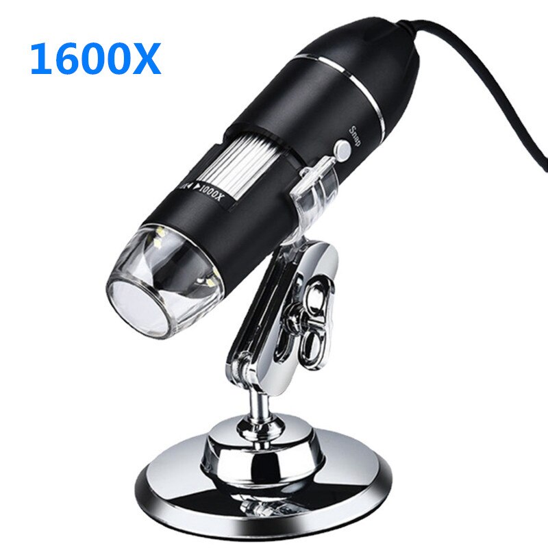 Adjustable 1000X/1600X USB digital microscope camera 3 in 1 electron microscope with 8LED light zoom magnifying glass: Type B-1600X