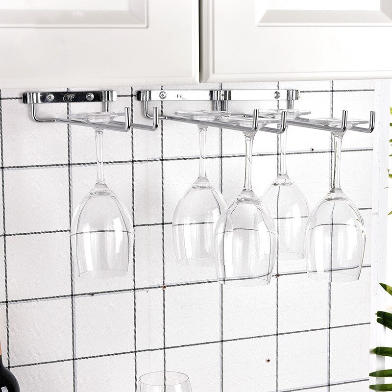 LBER Hanging Wine Glass Rack Single Row Stemware C... Grandado