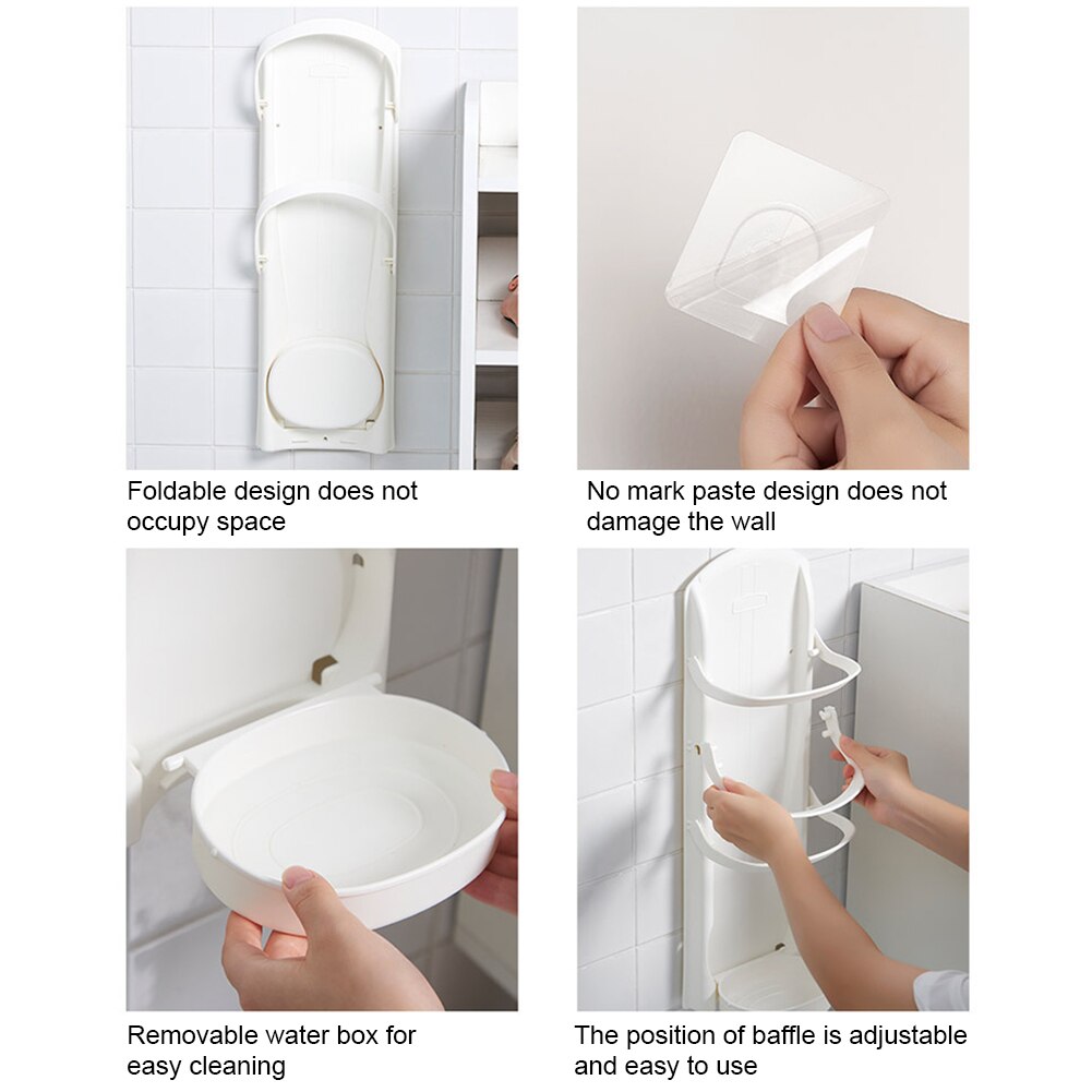 Wall Mounted Stick On Entryway Hanger Office Storage Stand For Home Adjustable With Drip Tray Organizer Foldable Umbrella Rack