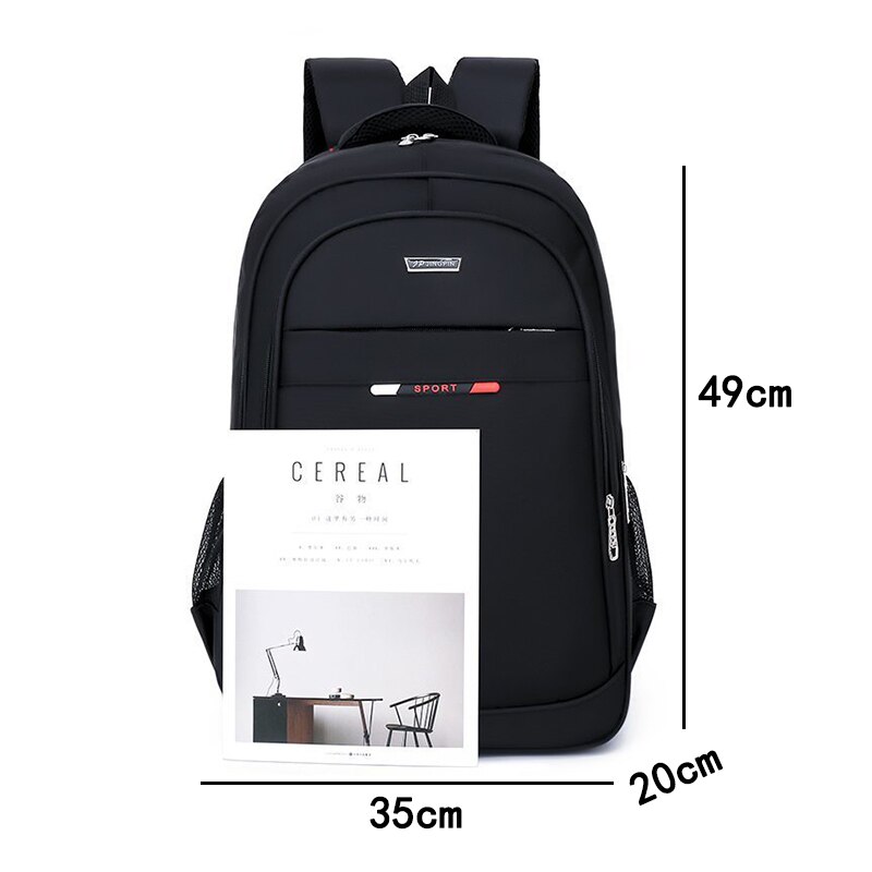 Large Capacity Men Backpack for Laptop 15.6 Inch Nylon Waterproof College Students High School Back Pack Male Black