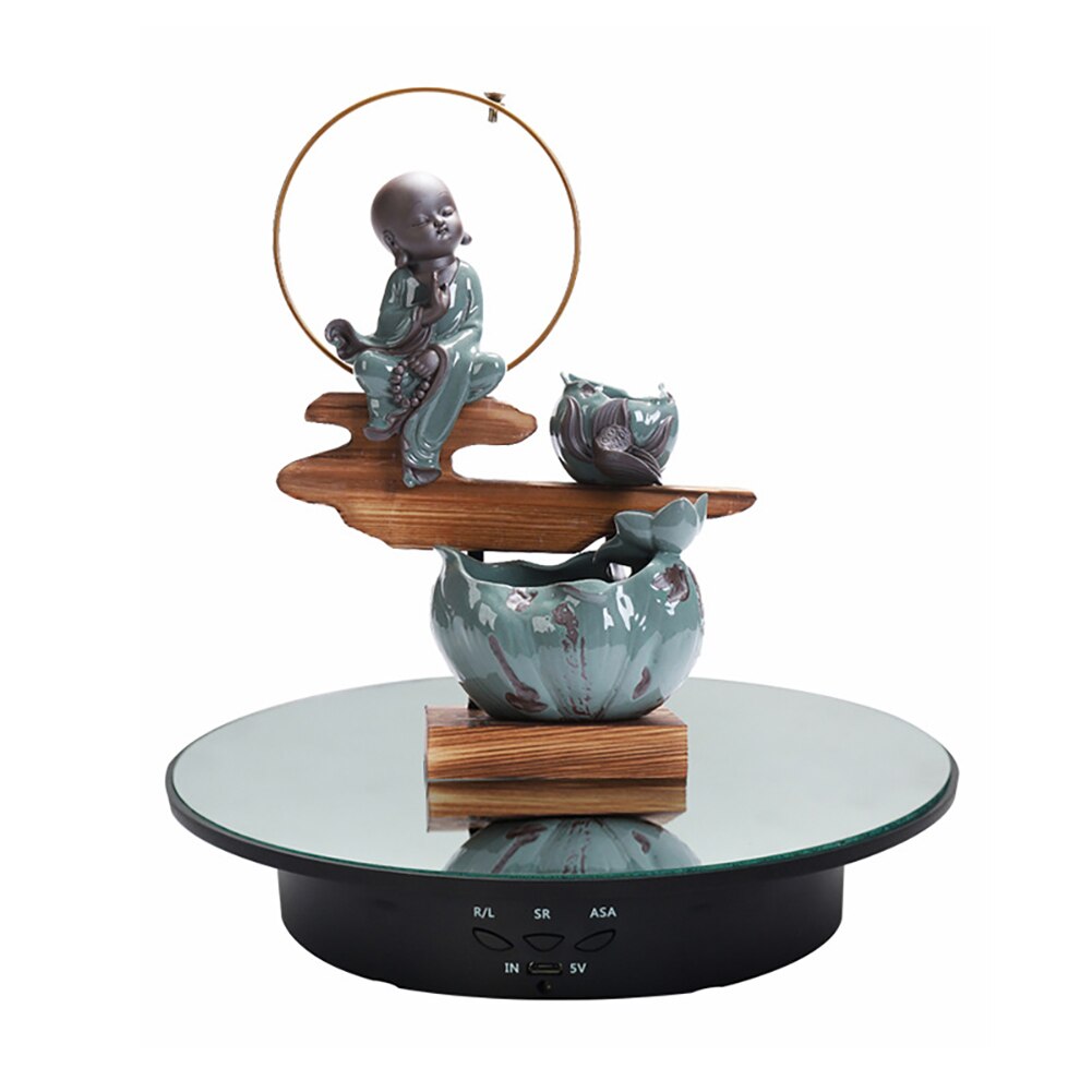 3 Speeds 20cm Intelligent Electric Rotating Display Stand Mirror Turntable Jewelry Holder Battery/USB Power