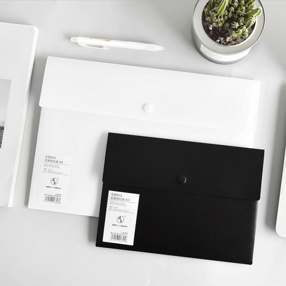 A3/A5/B5 Size Envelope Folder PP Plastic Storage Pouch Holder Paper Document File Folder Organizer Bag with Snap Button Closure