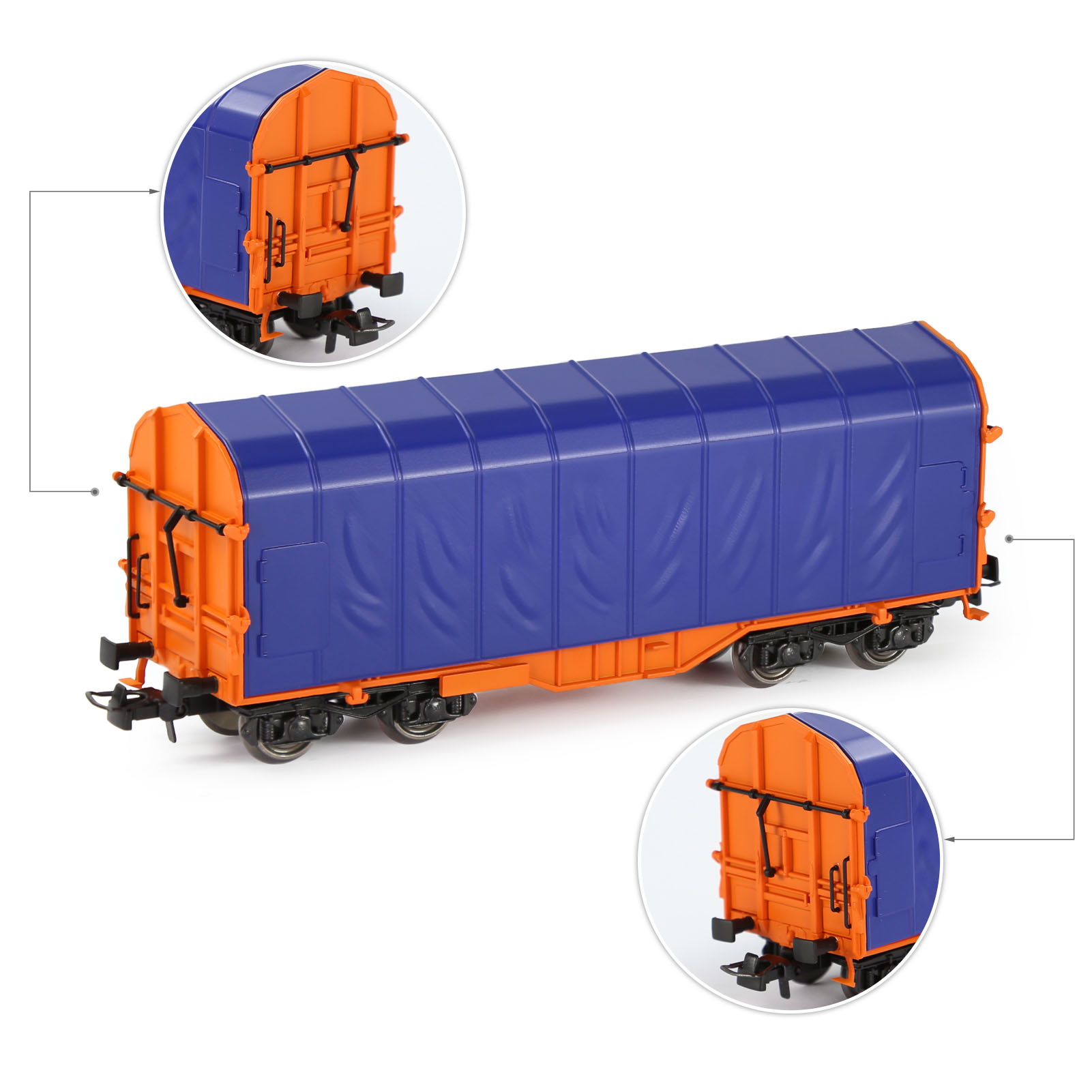 Evemodel 1pc Model Railroad HO Scale 1:87 Covered Coil Wagon Freight Cars C8762: Light Grey
