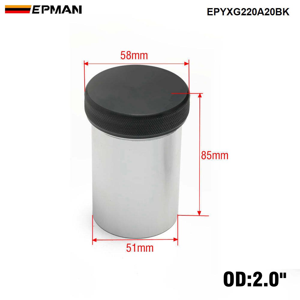 EPMAN Billet Aluminium Weld On Filler Neck + Cap 2"/1.5" Weld On Fuel Water Overflow Tank Splash Bowl, Fuel Tank Etc. EPYXG220: OD 2.0 inch Black