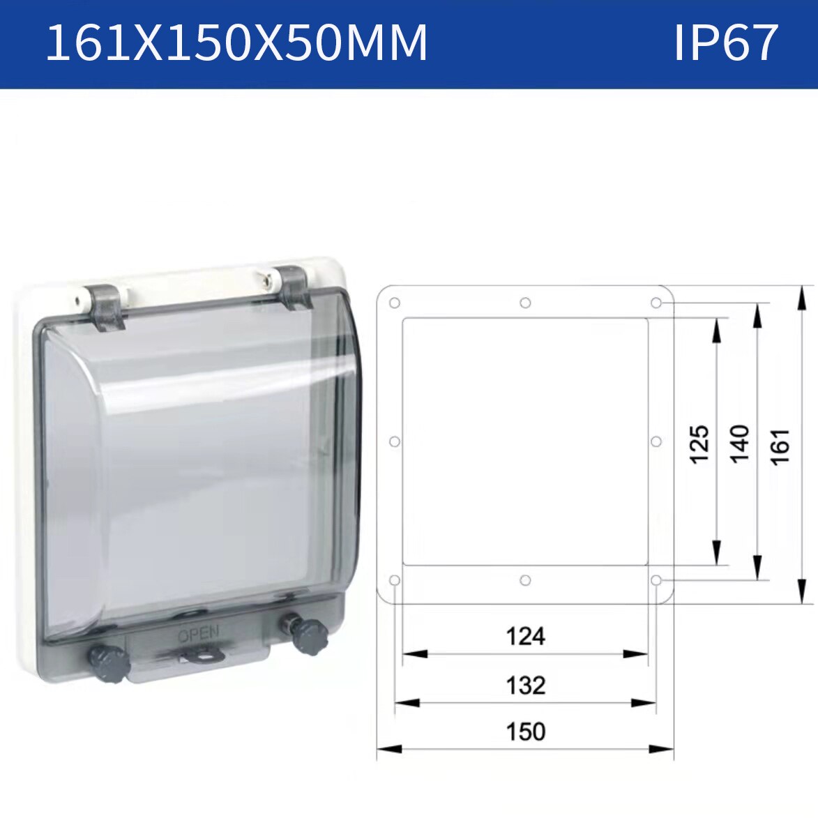 Circuit Breaker Transparent Waterproof Box Window Distribution Box Protect Window Cover Monitor Observation Window Switch Ip67: 161x150x50