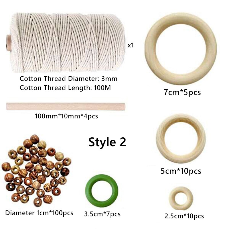 Kit de cordon pour macramé en coton de 3mm Durable, corde pour macramé faite à la main, tapisserie torsadée, fil de Textile tricoté, fournitures pour la maison: Style 2