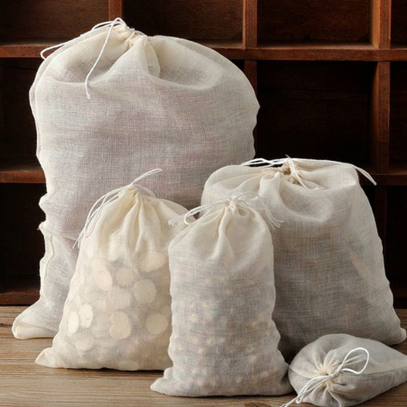 5 stuks 100% katoenen stoffen tas kruidenzeef mesh filter kruidenbal keuken kookgereedschap vergiet tas