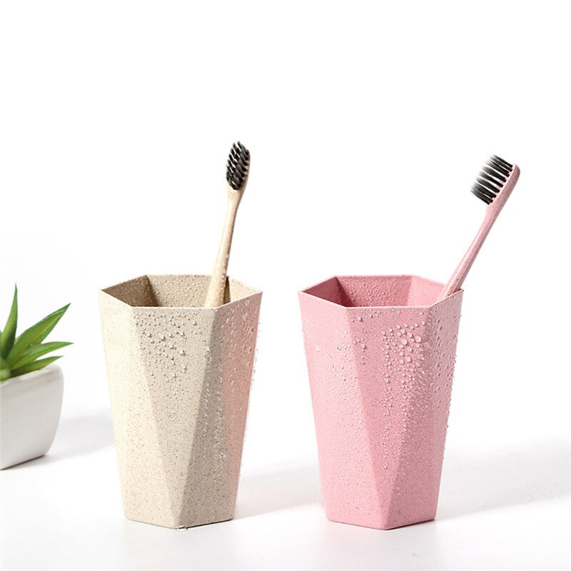 Toothbrush Cup Comfortable Feel Wheat Straw Drinking Cup Mug Wash Gargle Cup Mouth plastic bathroom accessories