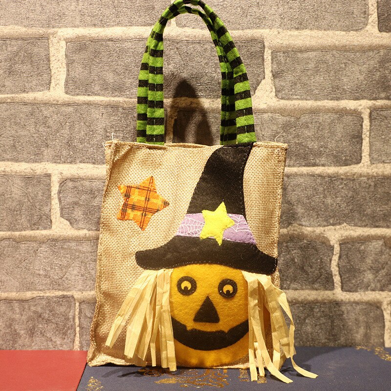 encantador Prop bolsa de caramelos de Halloween de dibujos animados de bruja Apple saco de bolsas Halloween suministros: A