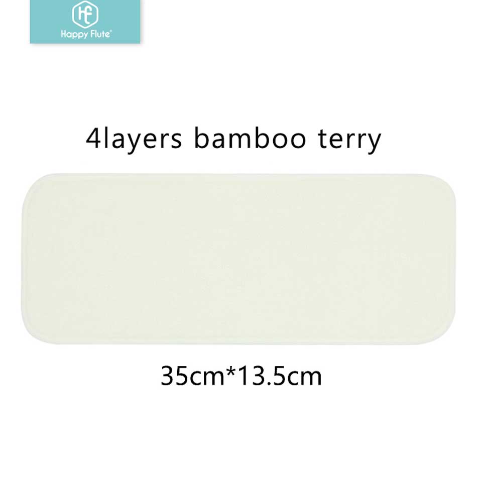Happy Flute-inserto de recubrimiento de bambú para pañal de tela para bebé, 4 capas, lavable, 5/10 Uds.
