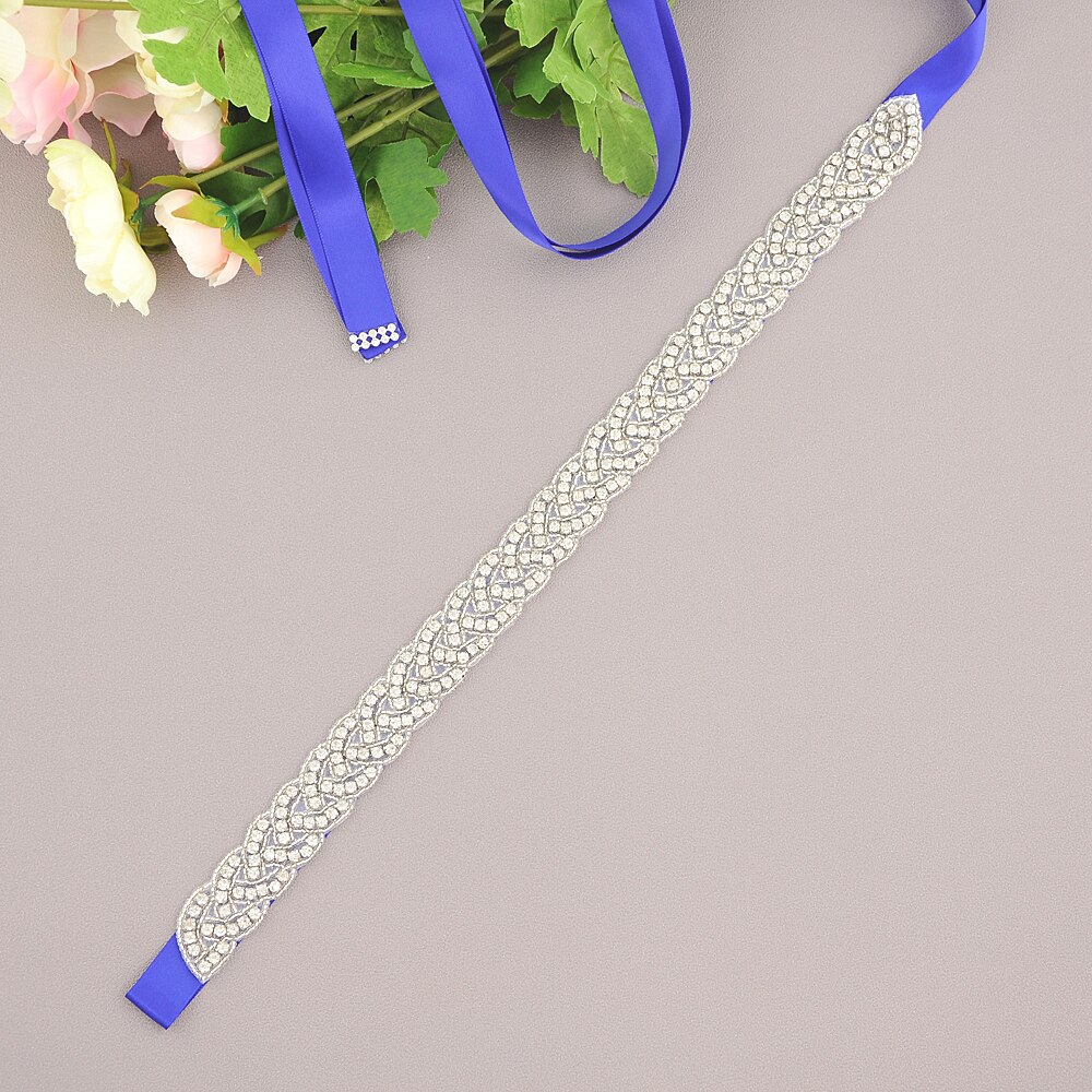 Handgemaakte strass bruidsaccessoires riem trouwjurk riem huwelijksriem bruidslint riem bruidssjerp gala riem scs 216- s: Koningsblauw