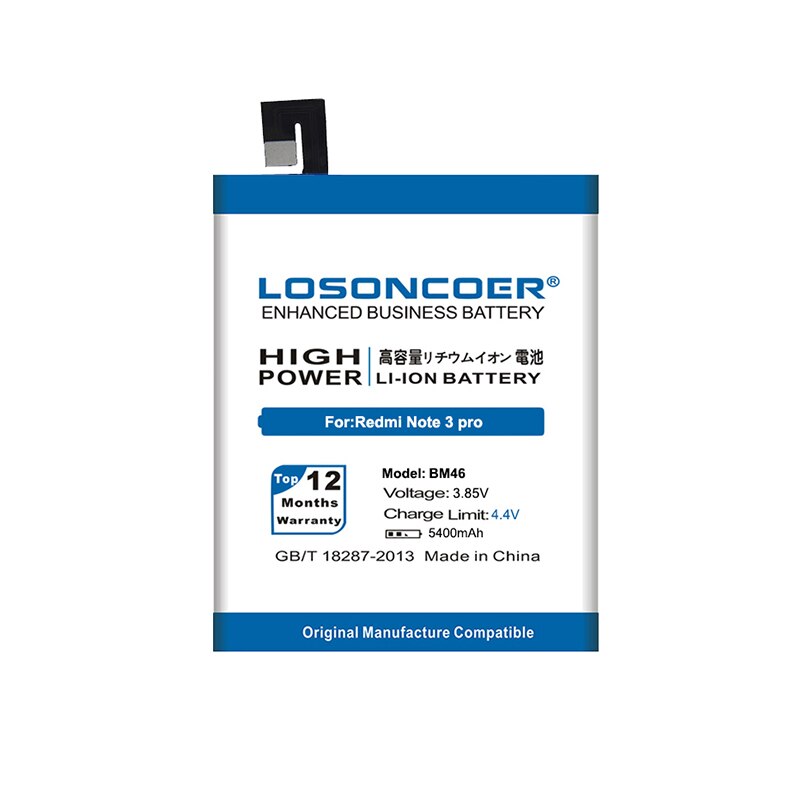 LOSONCOER-batería BM46 de 5400mAh para Xiaomi Redmi Note 3, batería para teléfono móvil