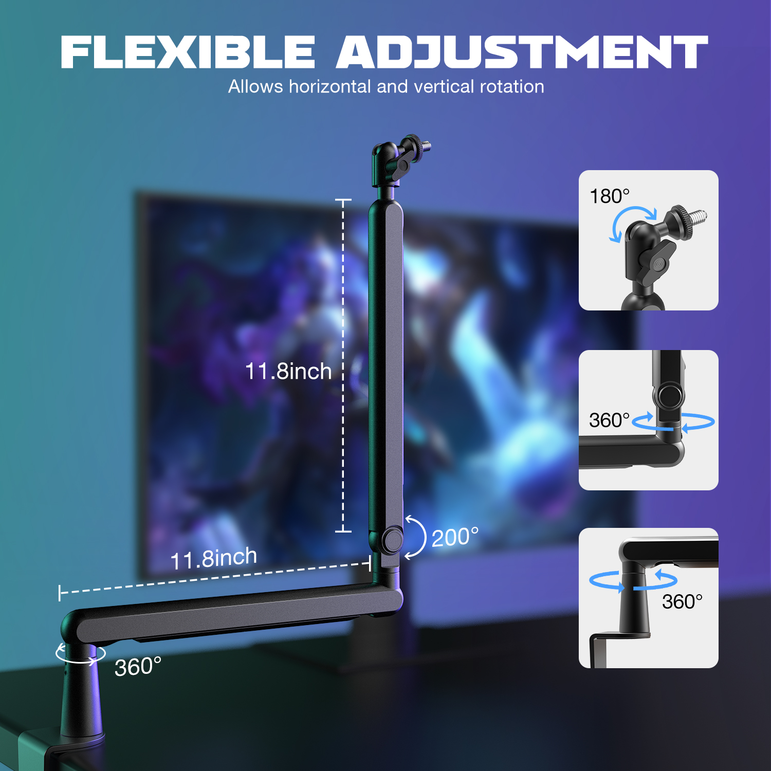 Soporte de micrófono de brazo de perfil bajo ajustable FIFINE con gestión de cables/soporte de escritorio, pluma de suspensión para Ampligame AM8-BM88 K688