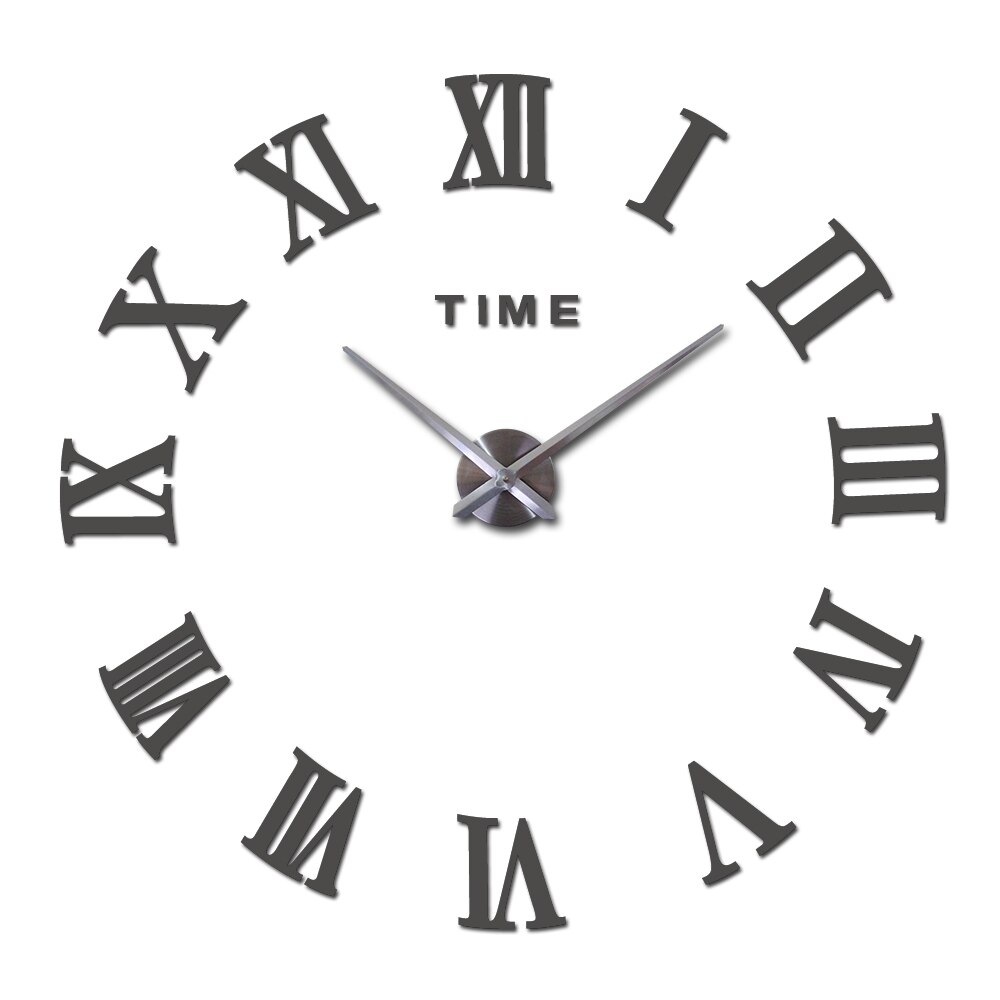 real metal 3d diy acrylic mirror wall clock watch clocks home decoration modern needle quartz stickers: Dark Gray / 47inch