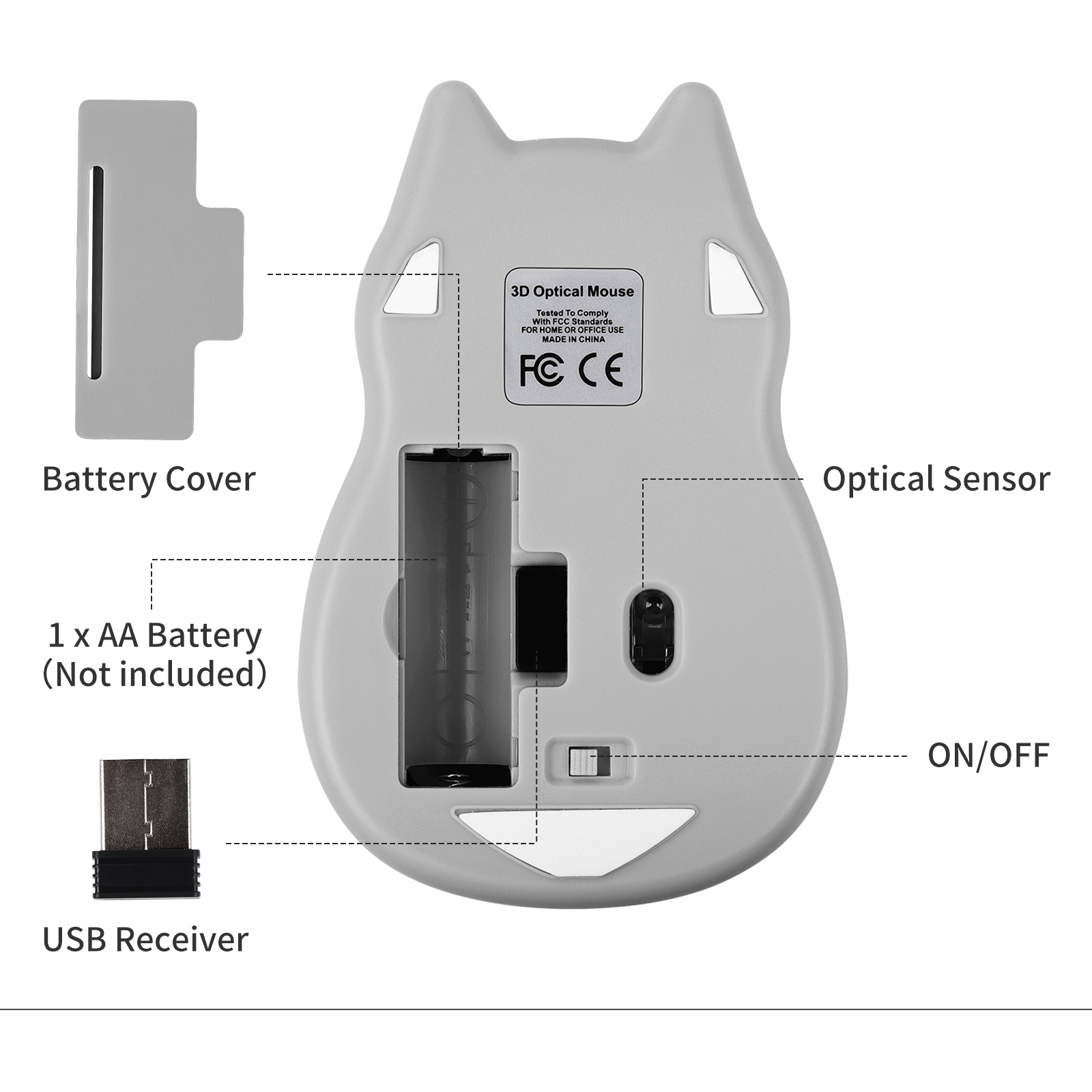 2.4G Draadloze Optische Muis Leuke Cartoon Kat Vorm Muizen 1200Dpi Office Muizen Kat Poot Muismat Optioneel Voor laptop Pc Desktop