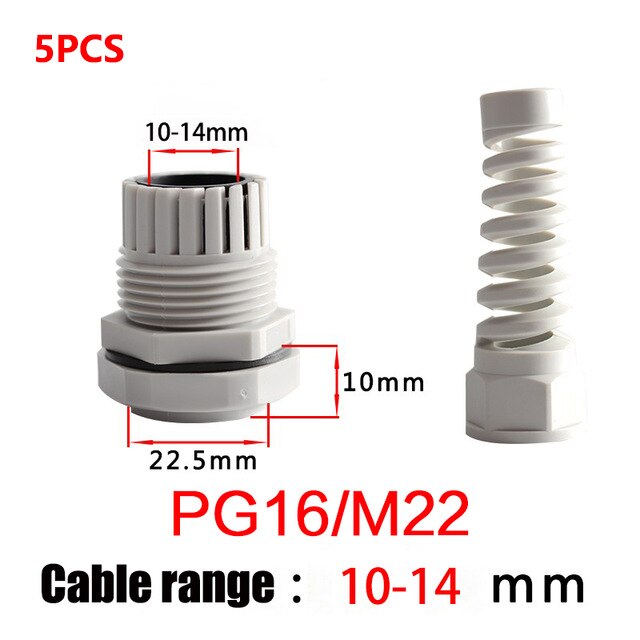 5 pièces IP68 étanche anti-flexion longue câble joint manchon connecteur plastique vis contrainte protecteur M12 PG7 / PG9 / PG11 3-6mm: PG16