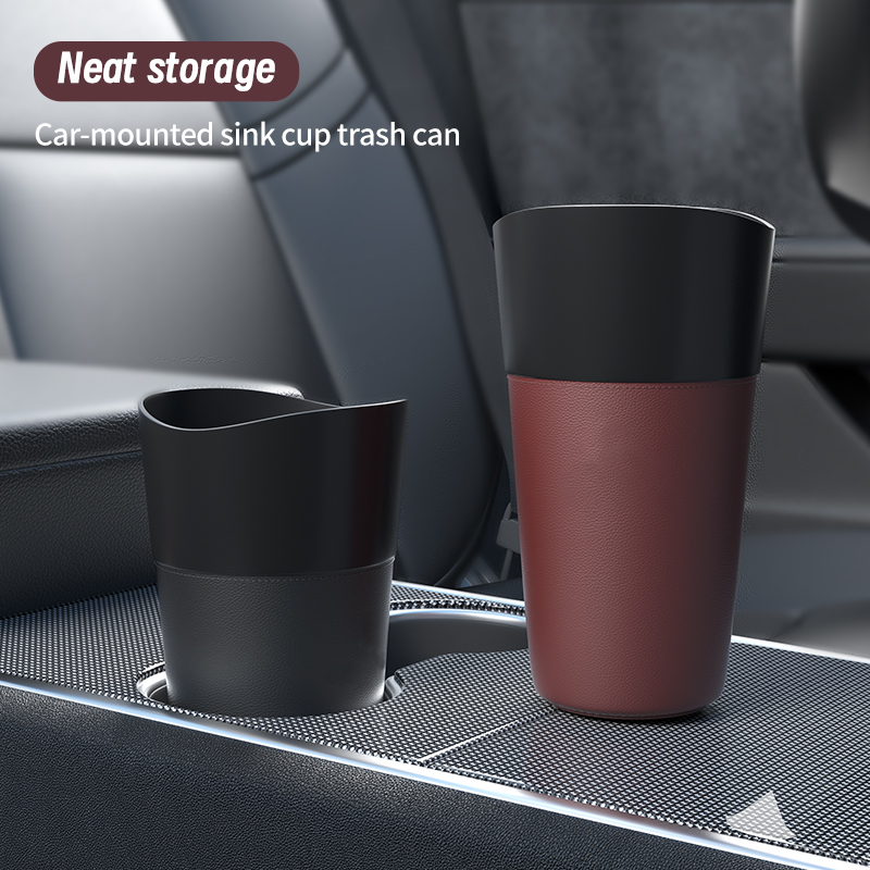 Mini Bunte Leder Auto Mülleimer Auto Staub Lagerung Container Wasserdichte Müll Behälter Lagerung Kasten Auto Zubehör Vielseitig