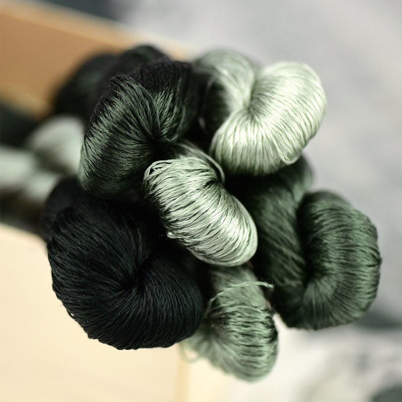 Jedwabne nici robić haftowania/100% nici jedwabne/rękojeść ręczny haftować ściegiem krzyżykowym/kolor zielonego mchu/6 czyste kolory