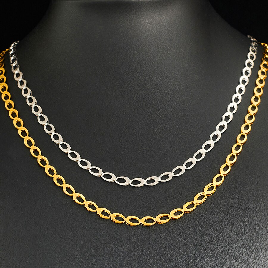 5mm Stainless Unique style Dainty Paperclip Link Chain Necklace 2 Color for Women Girls 16-36 Inch