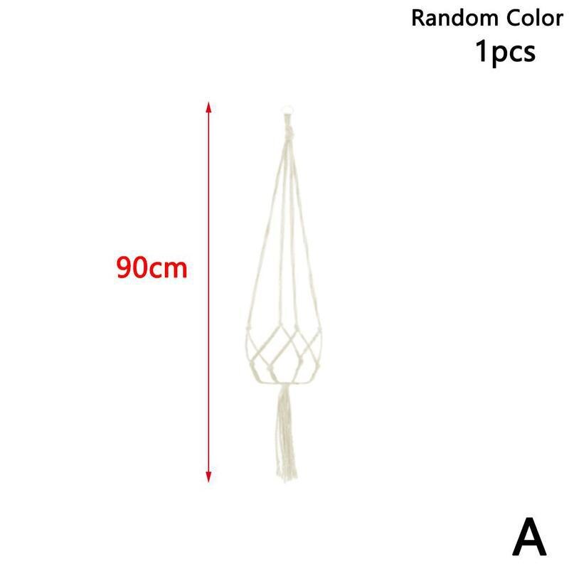 1pc Green Hanging Basket Net Bag Handwoven Knotted Flowerpot Decor Plant Garden Handmade Hanger Rope Macrame Home Cotton Li S4J6: 90cm