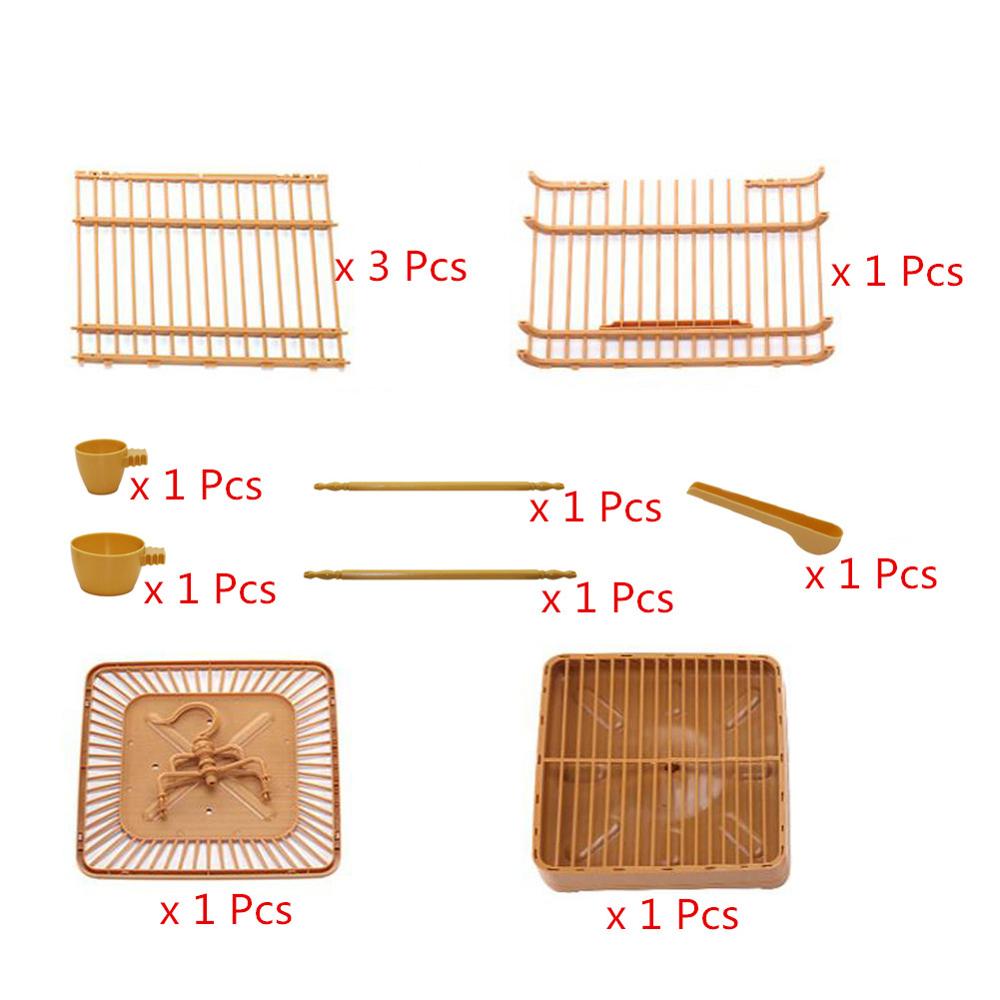 Assembly Bird Cage With Feeder And Waterer Small Pet Bird Full Set Of Plastic Bird House Thrush Parrot Cage 23x23x22cm: Default Title