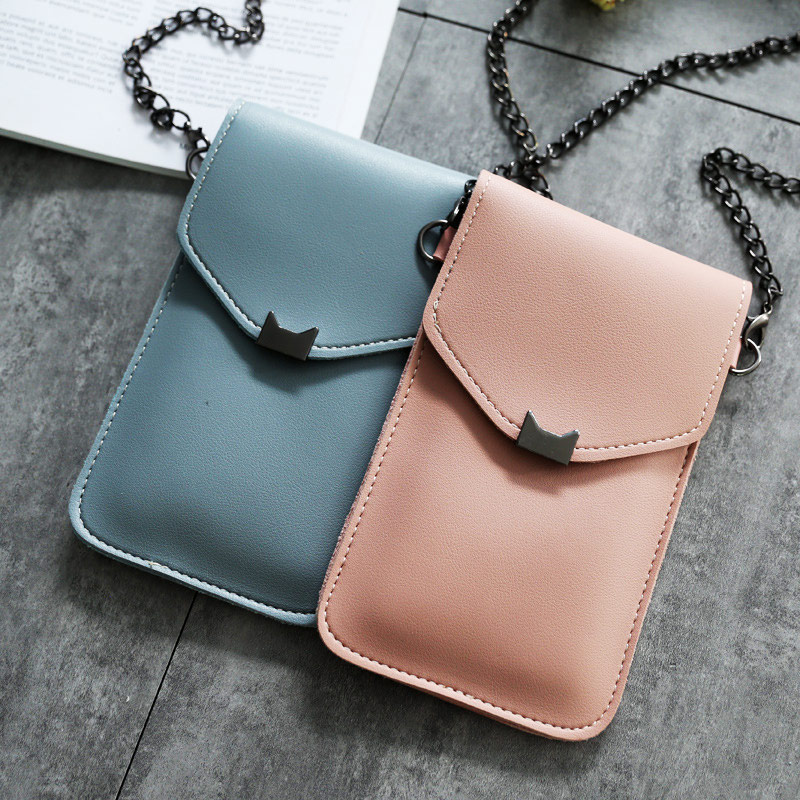 Leehur bolsa de ombro para celular, corrente de telefone móvel transparente com tela touch para iphone 11 xs xr bolsa samsung