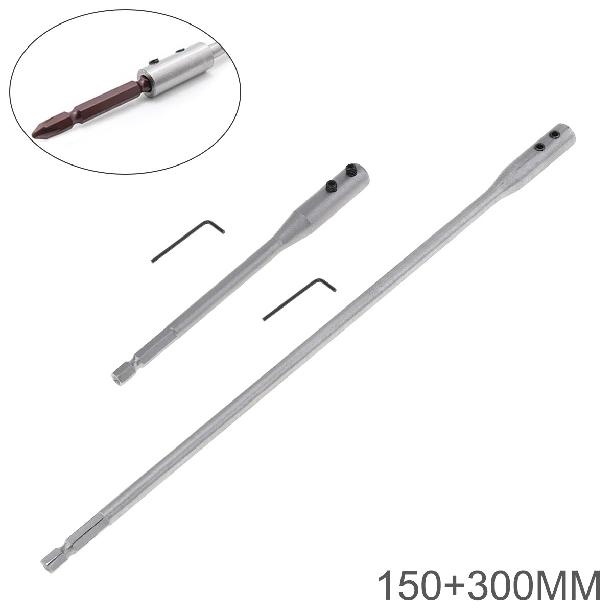 150/300 Mm Gelegeerd Staal Boor Verlengstuk Drijfstang Quick Change Boor Schacht Tool Met Hex Schacht Voor uitbreiding Boren: 2pcs