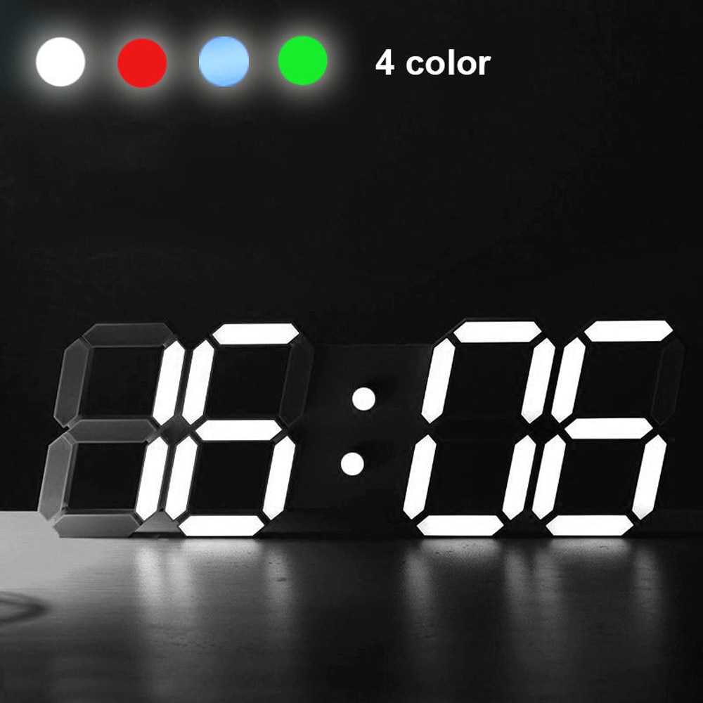 Modern Digital LED Table Desk Night Wall Clock Alarm Watch 24 or 12 Hour Display Electronic Large Time Temperature Display Home