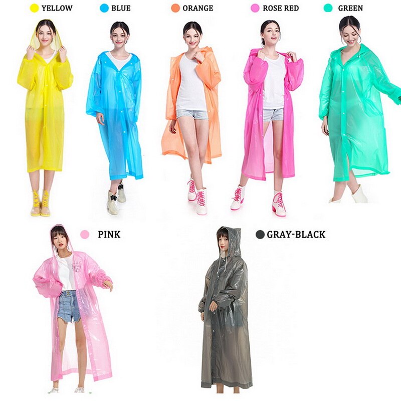 Unisex Waterproof Jacket Women Men Clear PVC Raincoat Rain Coat Hooded Poncho Rainwear