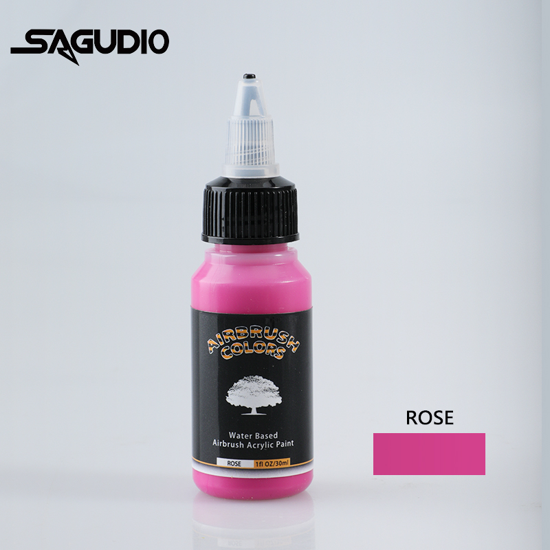SAGUD Airbrush Paint Ready to Spray Water-Based 24 Matte Colors 30ml Premium Acrylic Paint for Beginners Hobbyist and Artists