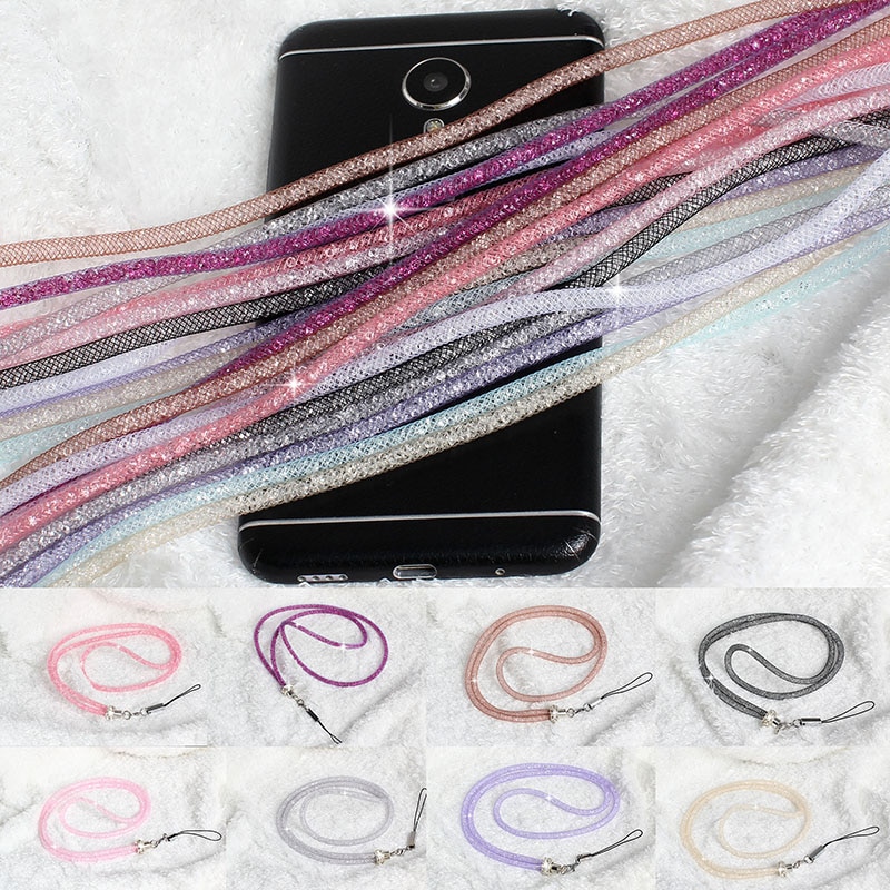 Honing Universal Crystal Bling Riem Lange Luxe Nek Lanyard Mobiele Telefoon Mobiele Telefoon Riem Hang Chain Key Id Pass Card