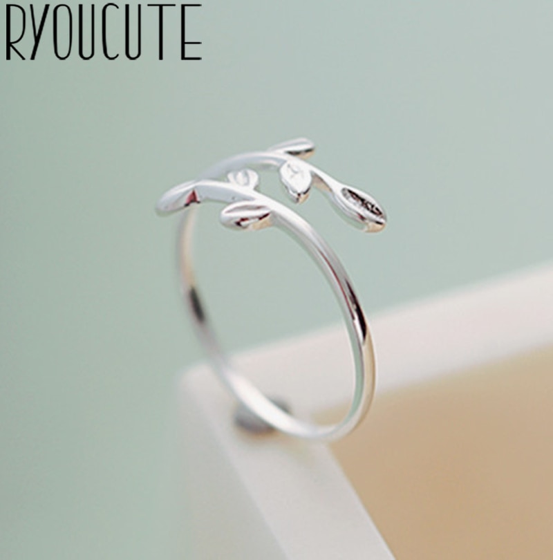 Schmuckstück Einfache Stil Silber Farbe Blatt Ringe Für Frauen Große Einstellbare Finger Ringe