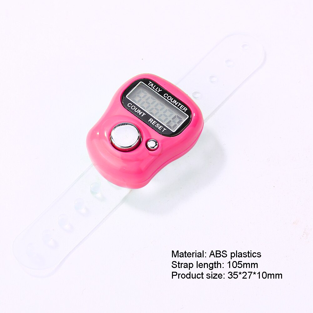 Mini Finger Counter LCD Electronic Digital Counter Counting Range 0-99999 Finger Ring Portable Electronic Digital Counter: Pink