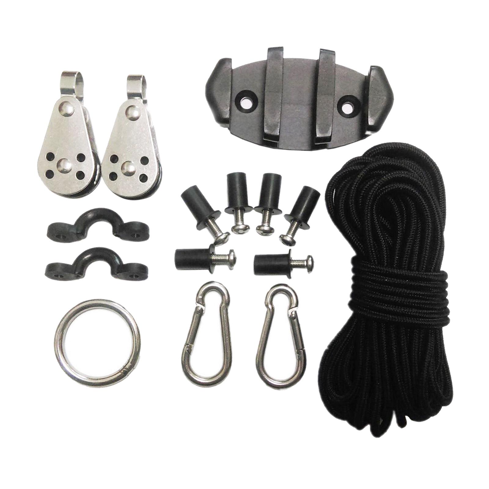 Water Sports Kayak Canoe Anchor Trolley Kit Cleat Rigging Ring Pulleys Pad Eyes Well Nuts Screws Kayak Accessories Set