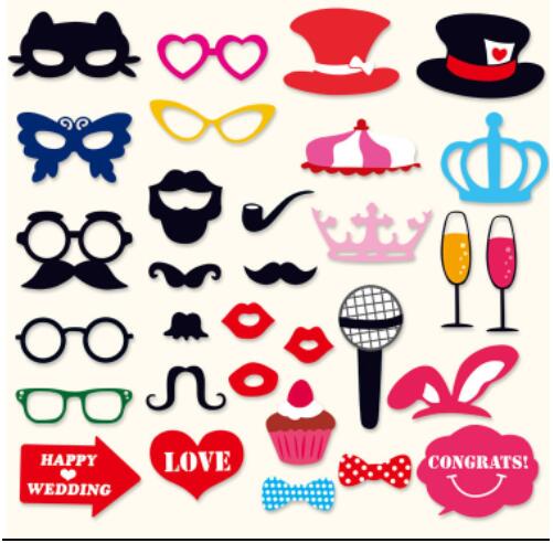 Funny Birthday Photo Booth Props DIY Mr Mrs Wedding Groom Bridal Party Decor Baby Shower Bride To Be Bride Team Shooting Props: 31PCS