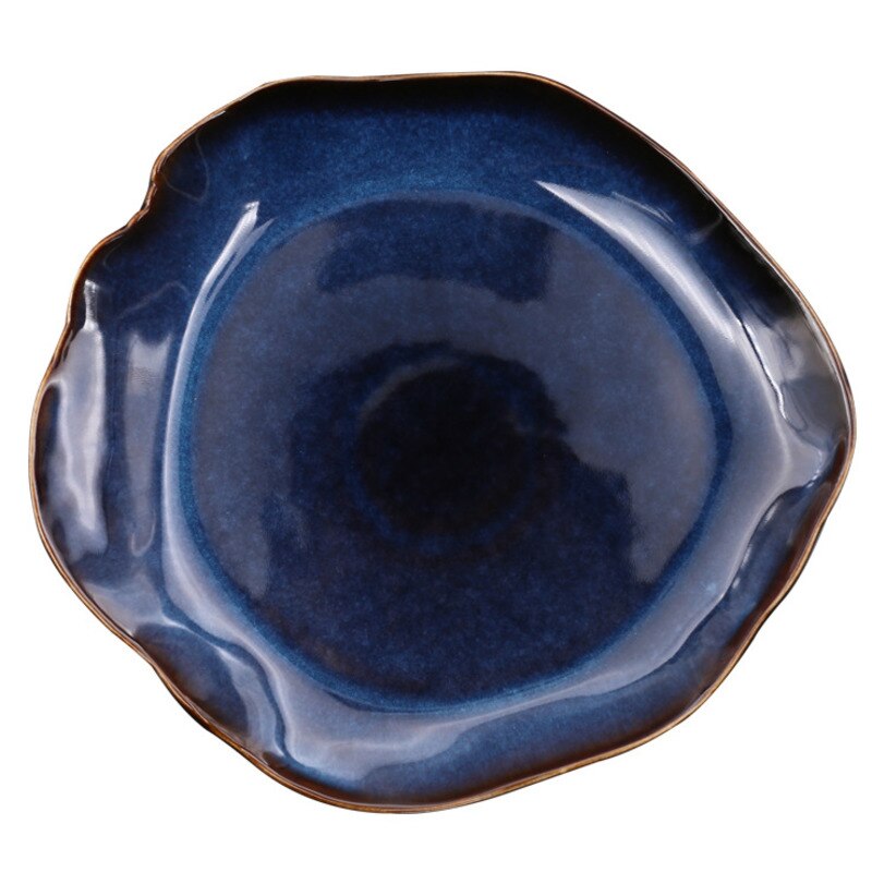 Japanese Ceramic Flat Plate Food Dish Pottery Irregular Dish Dinnerware Salad Platter Dishes Set Kitchen Decoration Tableware